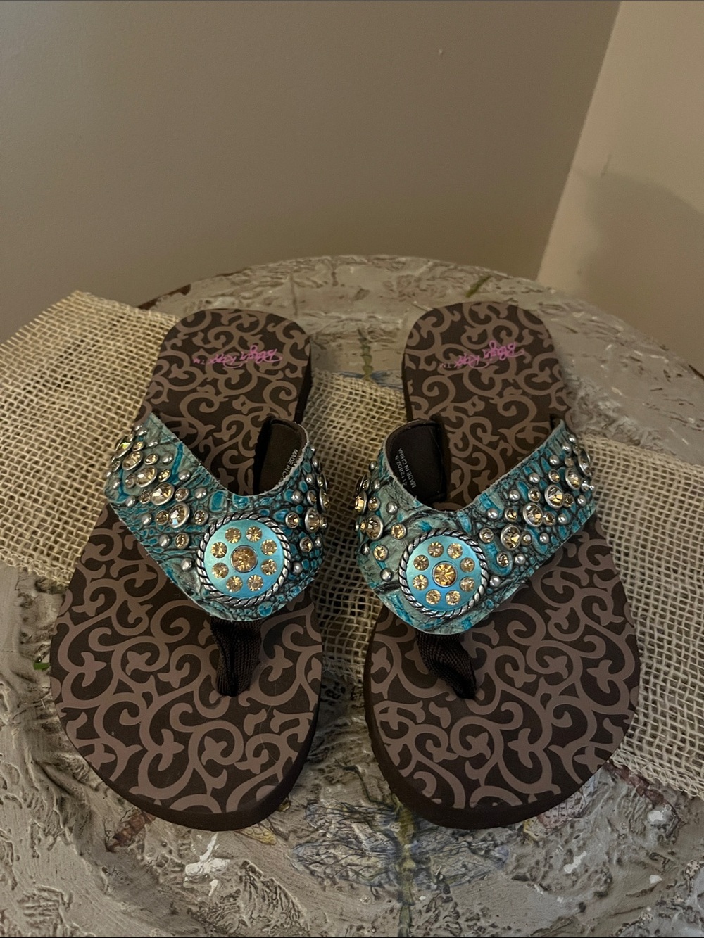 Beaded Turquoise Women's Thong Sandals